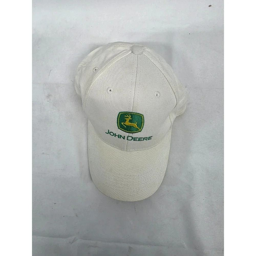 John Deere Baseball Cap White Snapback Hat JDR0698 Logo‎ Adjustable Mens
